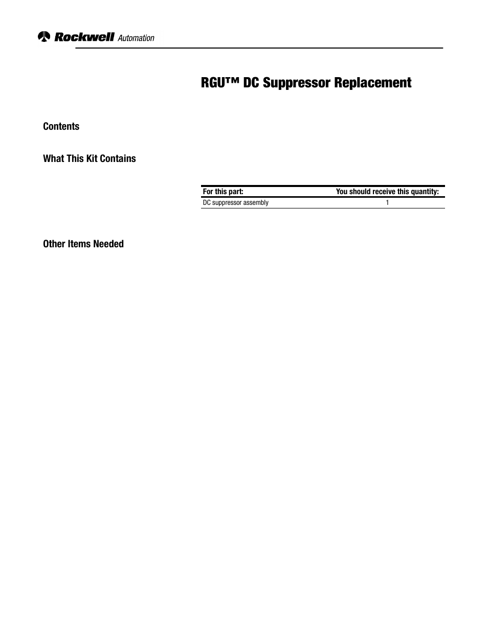 Rockwell Automation 2364F RGU DC Suppressor Replacement User Manual | 4 pages