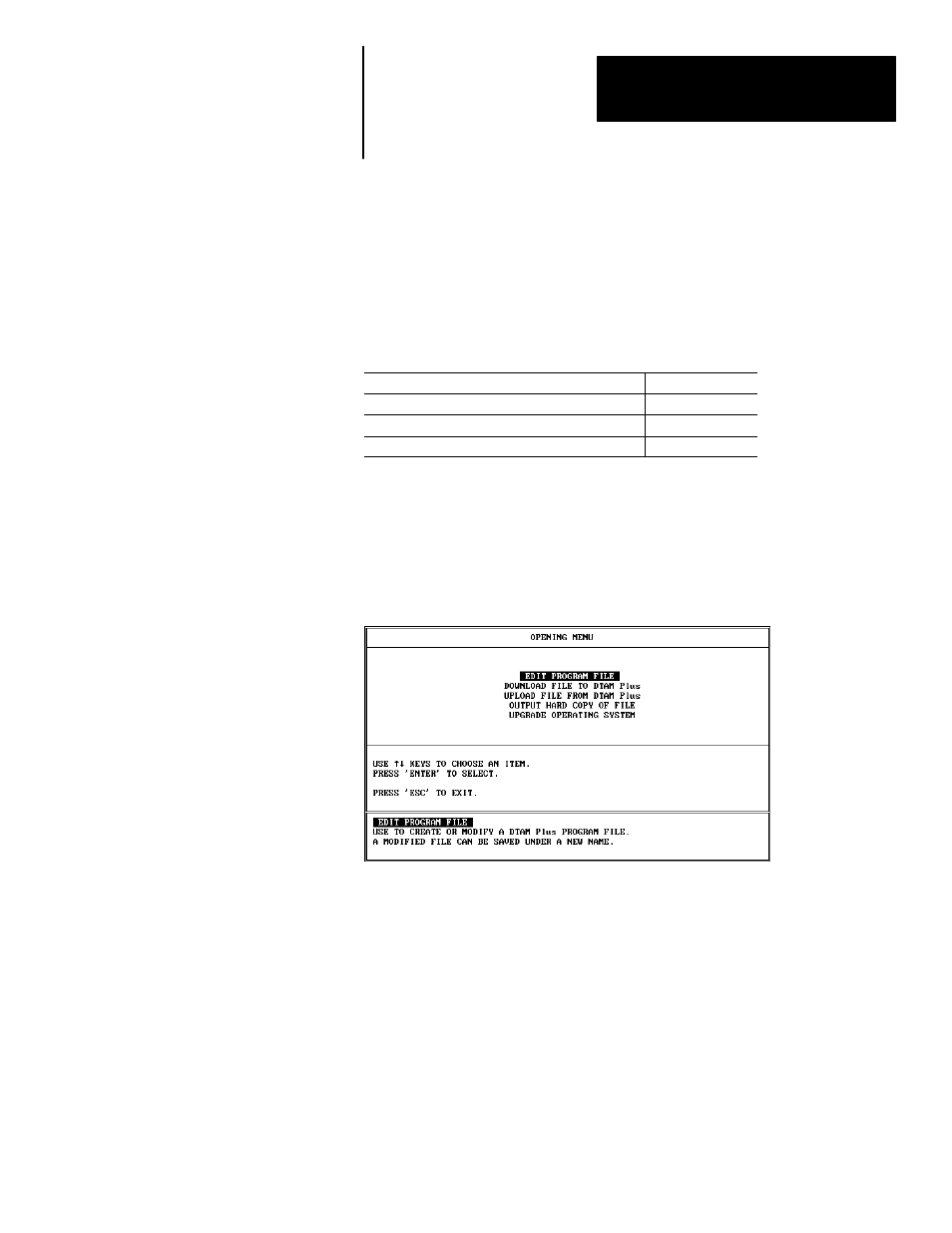 4 - creating or editing an application file, Chapter objectives, Opening menu | Creating or editing an application file | Rockwell Automation 2707-NP DTAM Programming Software User Manual | Page 37 / 184