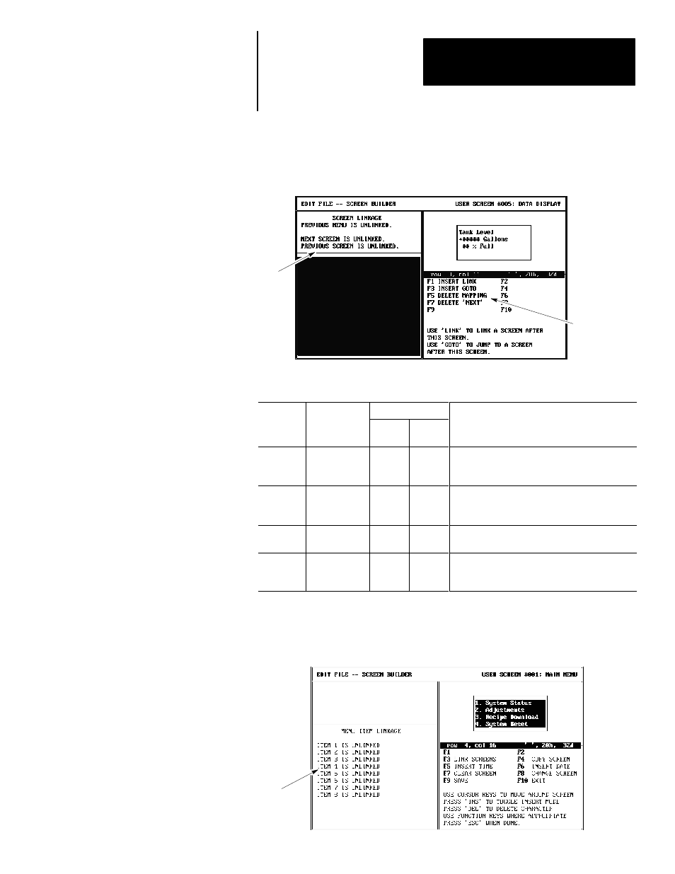 Application screen linking function keys, Menu and sub-menu linkage display | Rockwell Automation 2707-NP DTAM Programming Software User Manual | Page 97 / 184