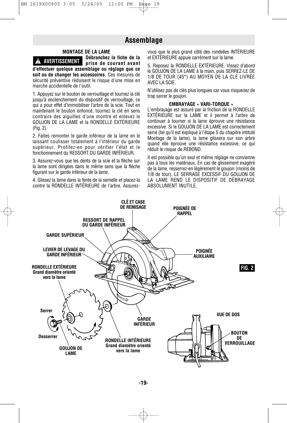 Assemblage | Bosch 1656 User Manual | Page 19 / 36