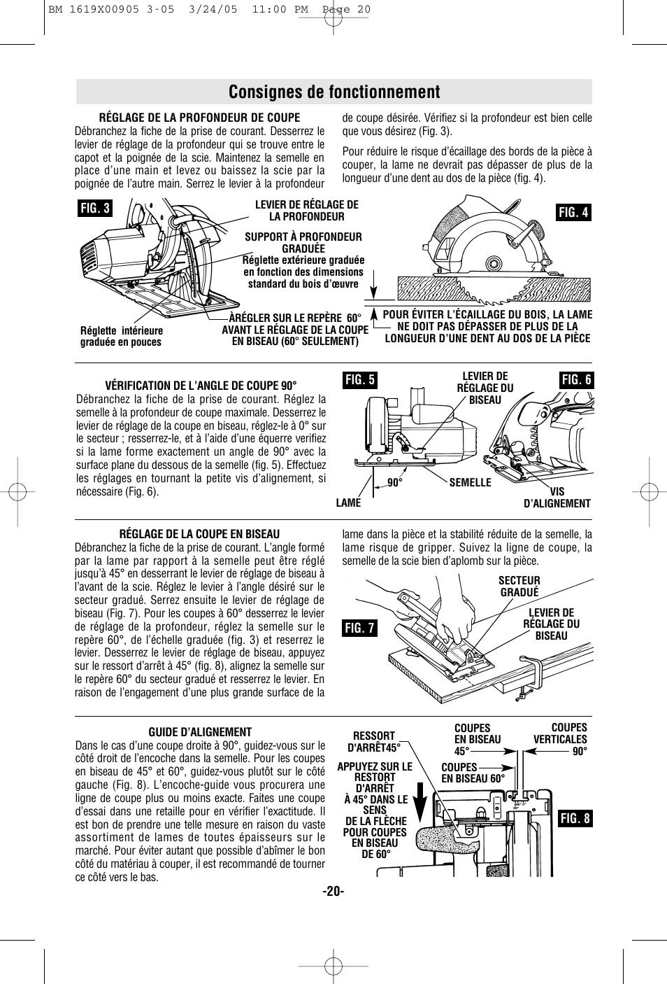 Consignes de fonctionnement | Bosch 1656 User Manual | Page 20 / 36