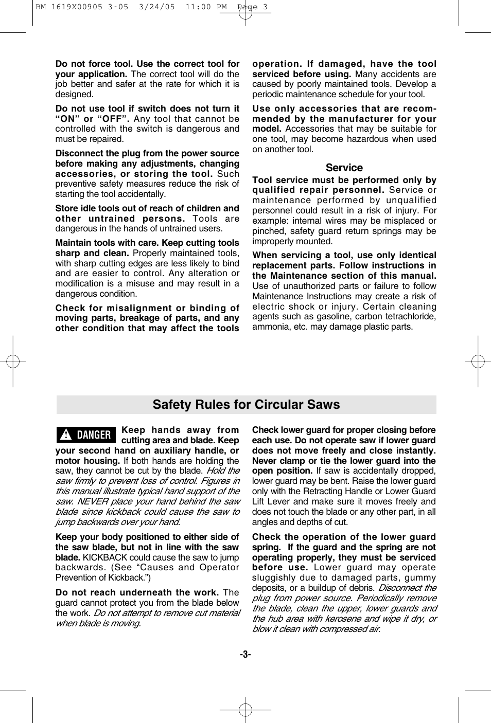 Safety rules for circular saws | Bosch 1656 User Manual | Page 3 / 36