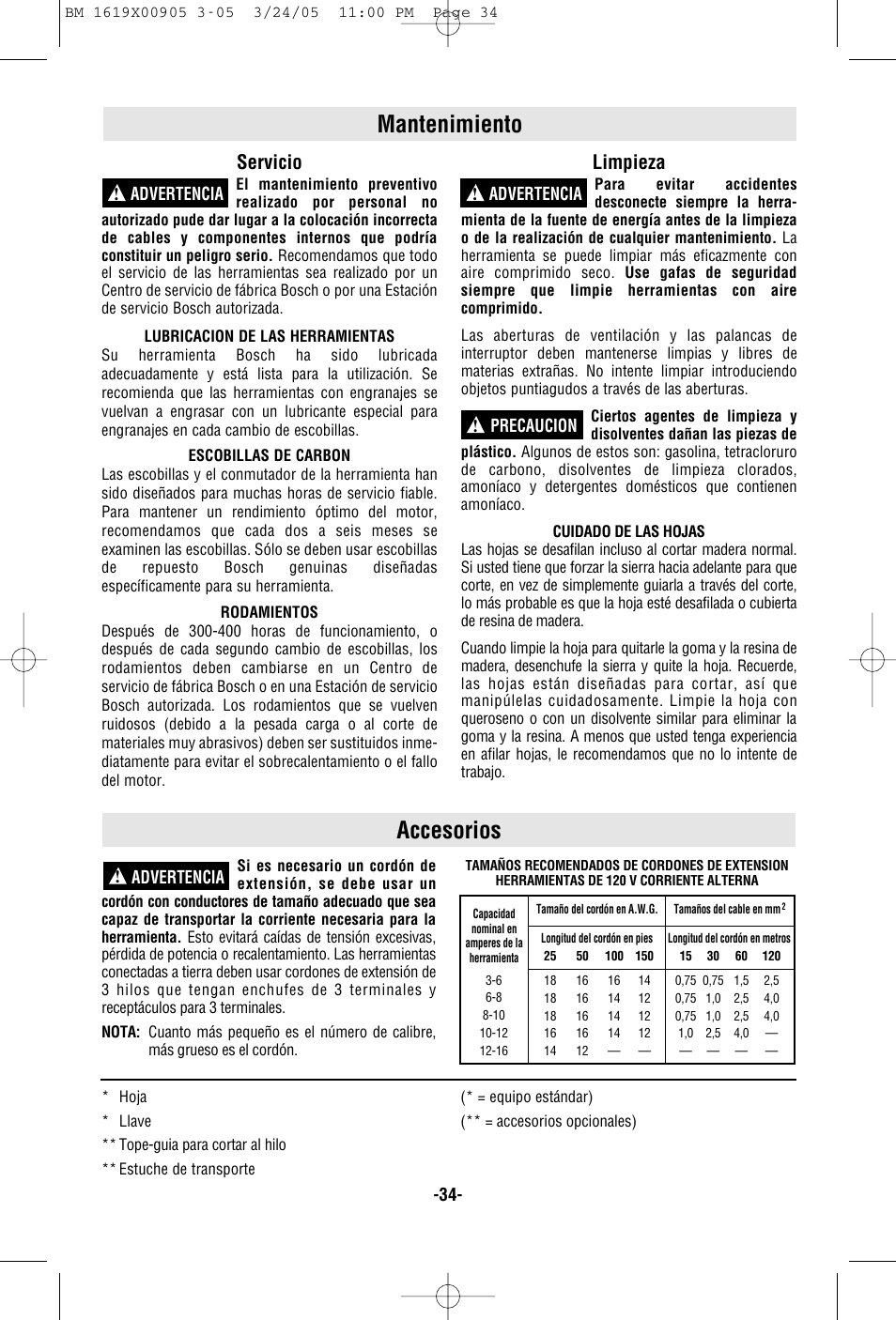 Accesorios, Mantenimiento, Servicio | Limpieza | Bosch 1656 User Manual | Page 34 / 36