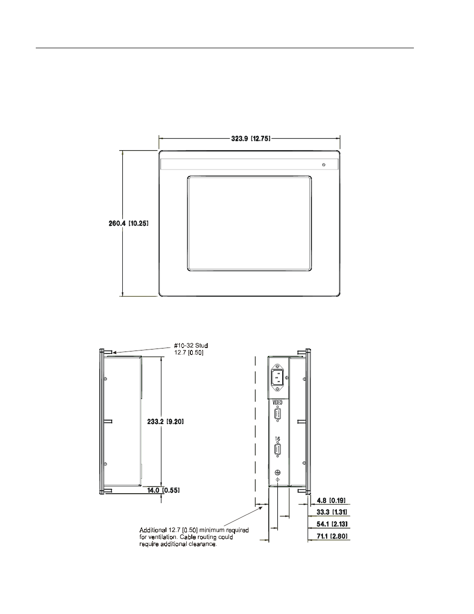 Dimensions | Rockwell Automation 6185-A 10 Inch Monitor User Manual User Manual | Page 8 / 31