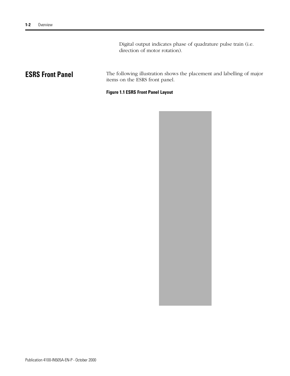 Esrs front panel, Esrs front panel -2 | Rockwell Automation 4100 ESRS Encoder Signal Reference Simulator Installation Manual User Manual | Page 14 / 37