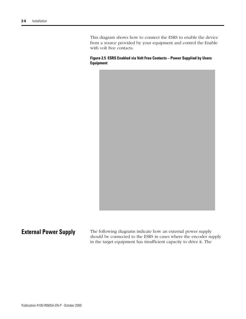 External power supply, External power supply -6 | Rockwell Automation 4100 ESRS Encoder Signal Reference Simulator Installation Manual User Manual | Page 24 / 37