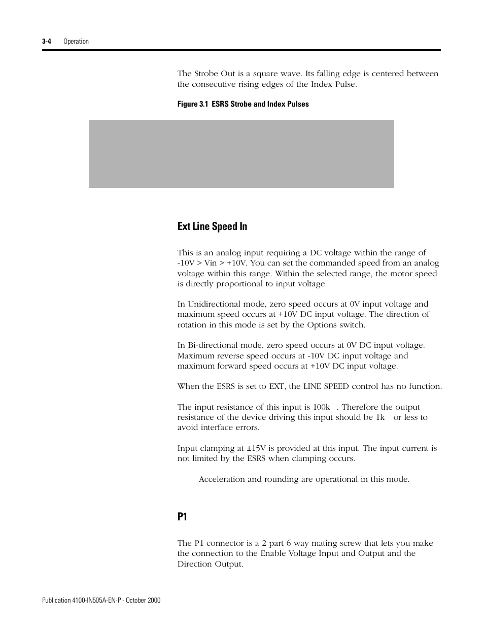 Ext line speed in, Ext line speed in -4 p1 -4 | Rockwell Automation 4100 ESRS Encoder Signal Reference Simulator Installation Manual User Manual | Page 30 / 37