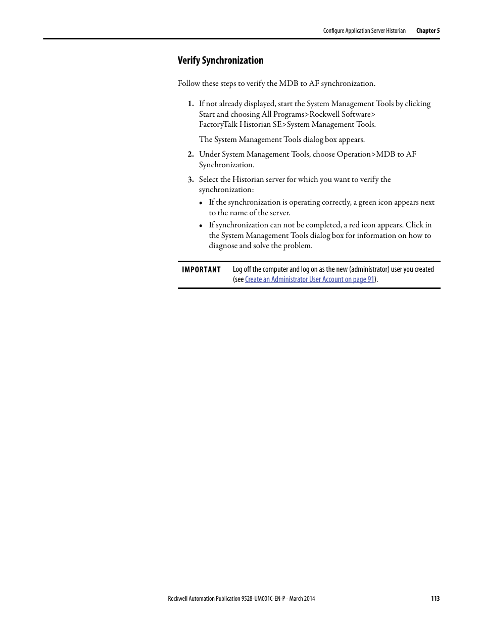 Verify synchronization | Rockwell Automation 9528-APPOWSENE Virtual Image Templates User Manual User Manual | Page 113 / 120