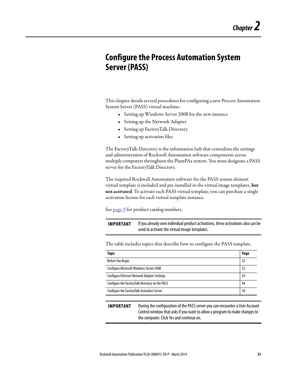 Chapter 2, Chapter | Rockwell Automation 9528-APPOWSENE Virtual Image Templates User Manual User Manual | Page 31 / 120