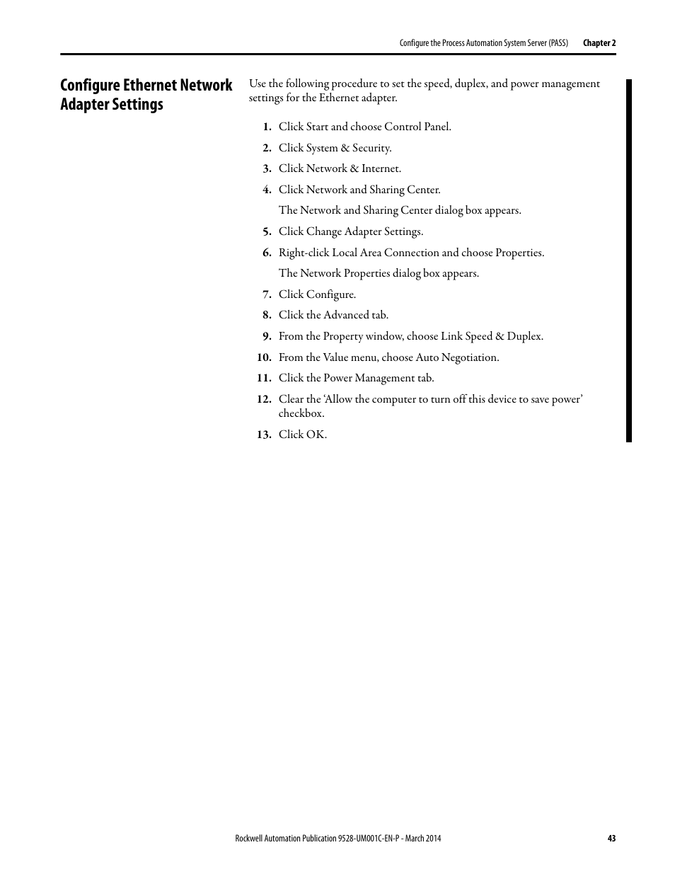 Configure ethernet network adapter settings | Rockwell Automation 9528-APPOWSENE Virtual Image Templates User Manual User Manual | Page 43 / 120