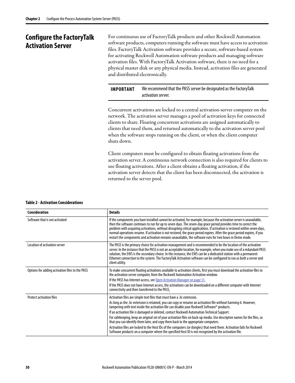 Configure the factorytalk activation server | Rockwell Automation 9528-APPOWSENE Virtual Image Templates User Manual User Manual | Page 50 / 120