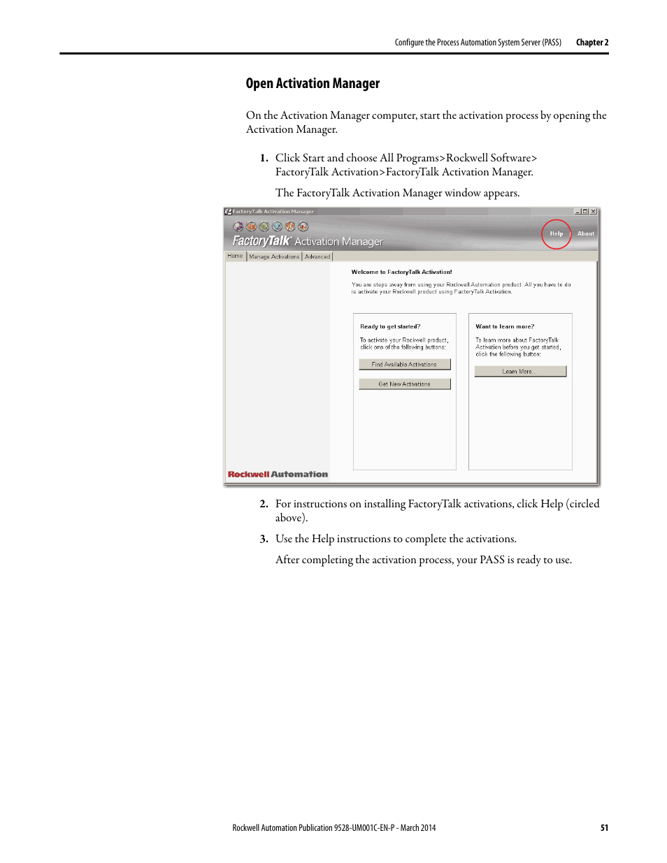 Open activation manager | Rockwell Automation 9528-APPOWSENE Virtual Image Templates User Manual User Manual | Page 51 / 120