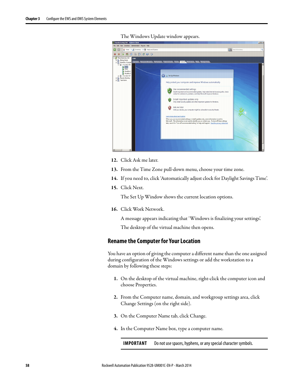 Rename the computer for your location | Rockwell Automation 9528-APPOWSENE Virtual Image Templates User Manual User Manual | Page 58 / 120