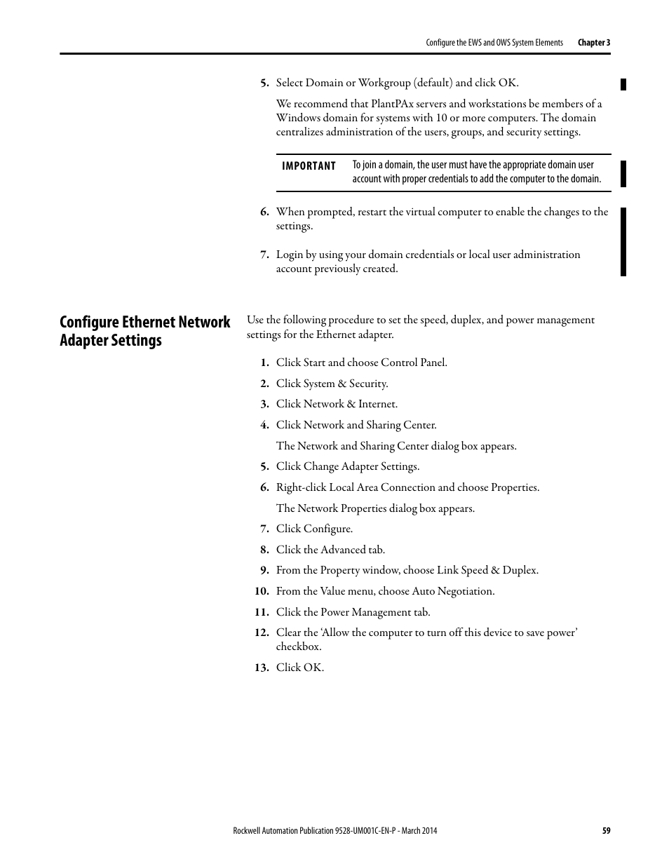 Configure ethernet network adapter settings | Rockwell Automation 9528-APPOWSENE Virtual Image Templates User Manual User Manual | Page 59 / 120