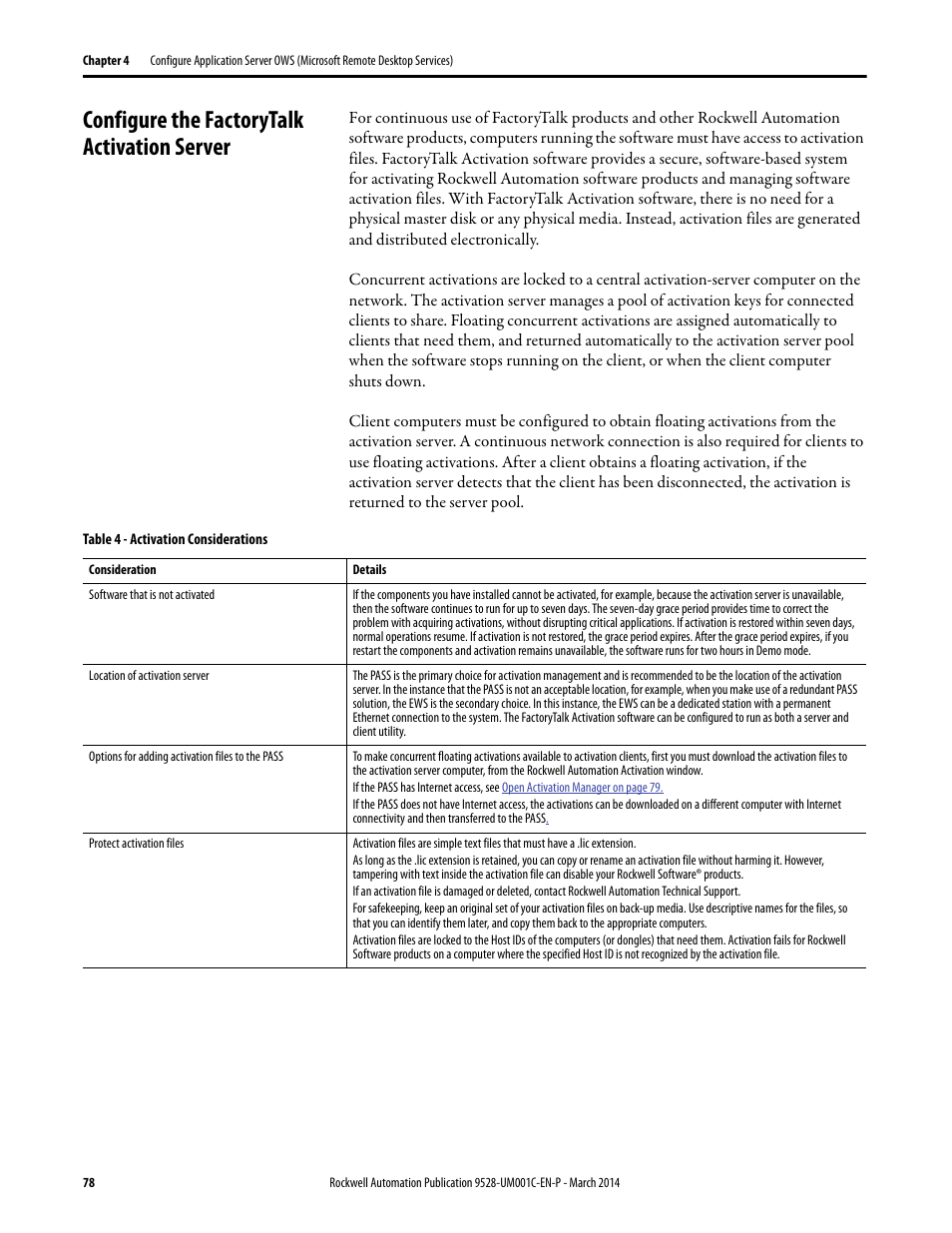 Configure the factorytalk activation server | Rockwell Automation 9528-APPOWSENE Virtual Image Templates User Manual User Manual | Page 78 / 120