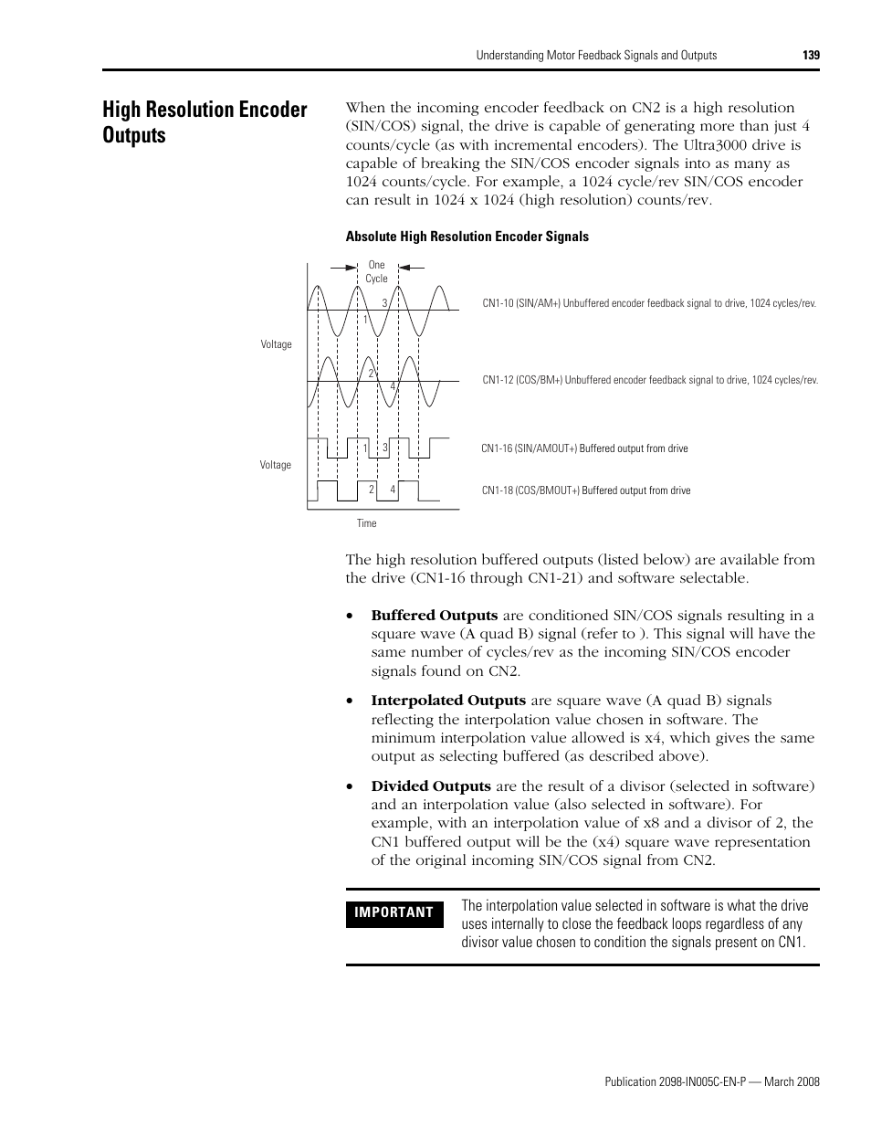 High resolution encoder outputs | Rockwell Automation 2090 Ultra3000 Servo Drives Integration Manual User Manual | Page 139 / 180