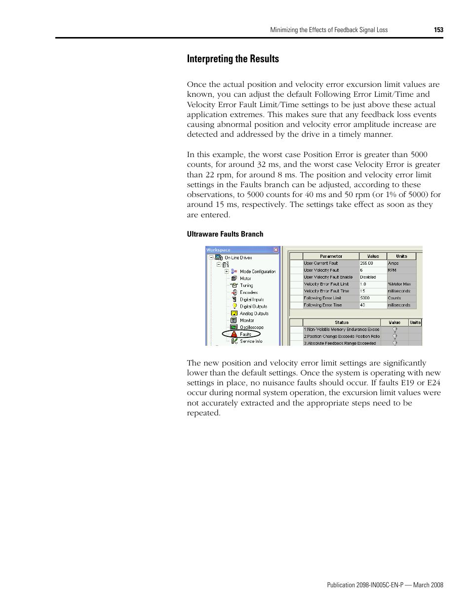 Interpreting the results | Rockwell Automation 2090 Ultra3000 Servo Drives Integration Manual User Manual | Page 153 / 180