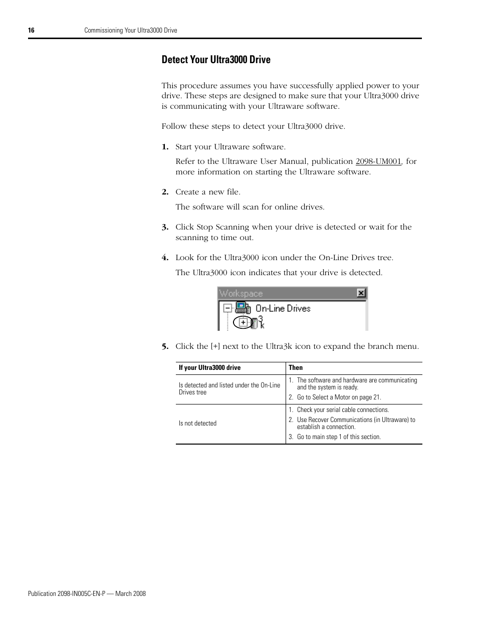 Detect your ultra3000 drive | Rockwell Automation 2090 Ultra3000 Servo Drives Integration Manual User Manual | Page 16 / 180
