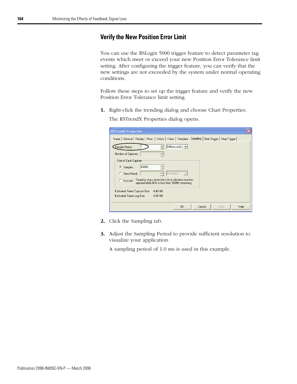 Verify the new position error limit | Rockwell Automation 2090 Ultra3000 Servo Drives Integration Manual User Manual | Page 164 / 180