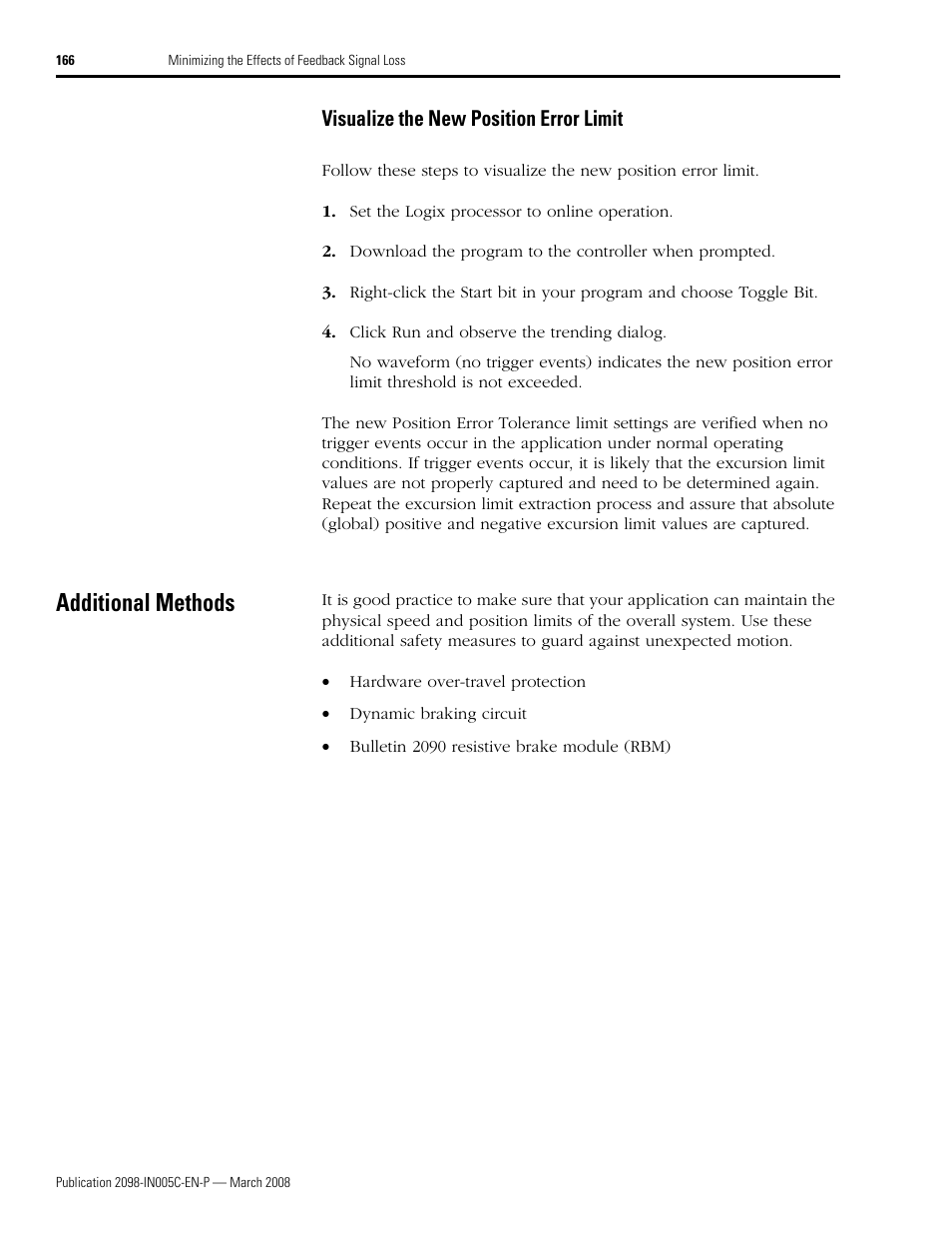 Visualize the new position error limit, Additional methods | Rockwell Automation 2090 Ultra3000 Servo Drives Integration Manual User Manual | Page 166 / 180