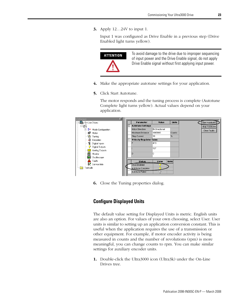 Configure displayed units | Rockwell Automation 2090 Ultra3000 Servo Drives Integration Manual User Manual | Page 23 / 180