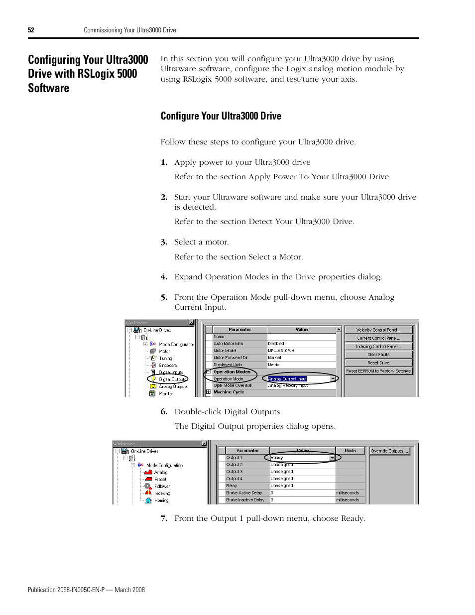 Configure your ultra3000 drive, Configuring your ultra3000 drive with, Rslogix 5000 software | Rockwell Automation 2090 Ultra3000 Servo Drives Integration Manual User Manual | Page 52 / 180