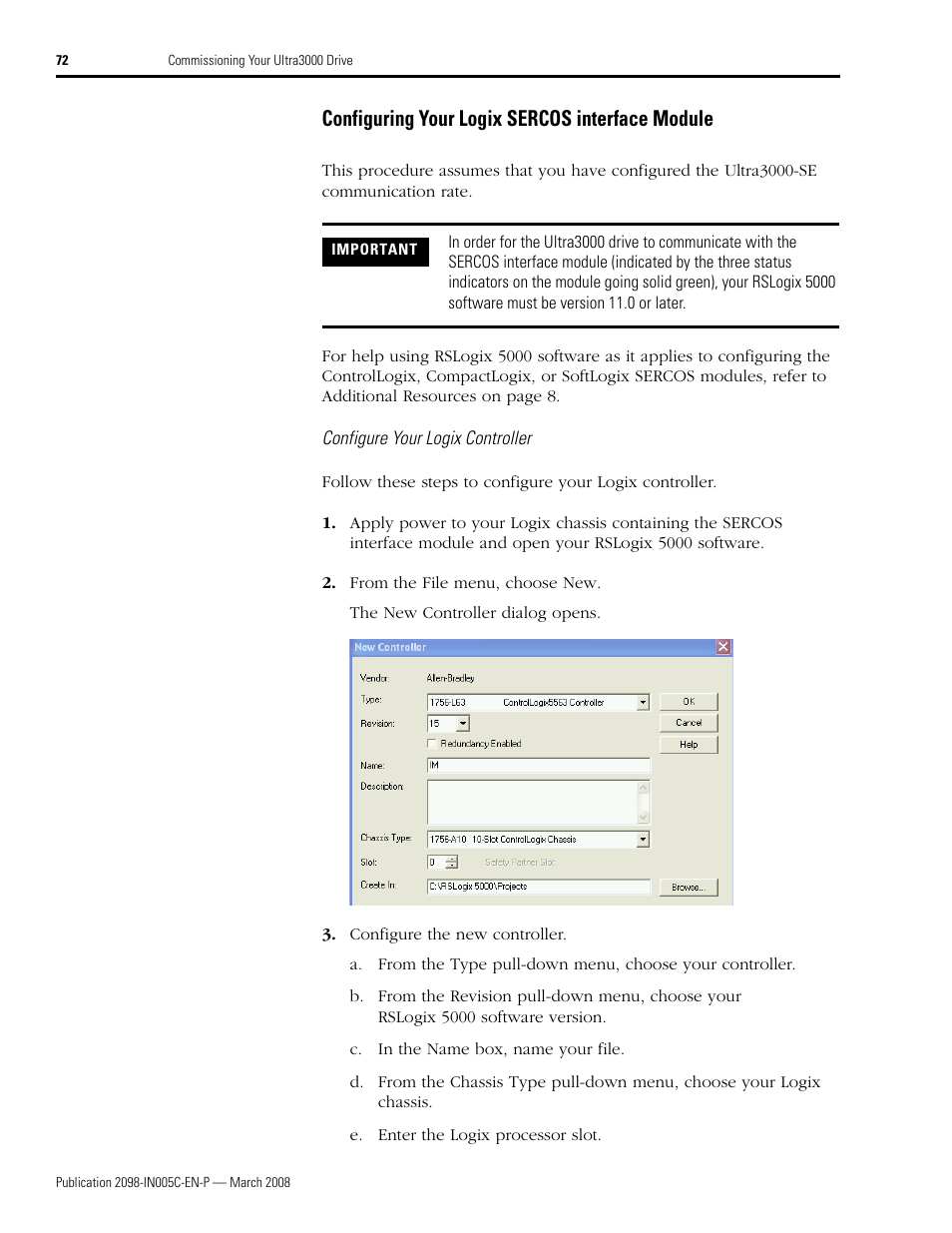 Configuring your logix sercos interface module | Rockwell Automation 2090 Ultra3000 Servo Drives Integration Manual User Manual | Page 72 / 180