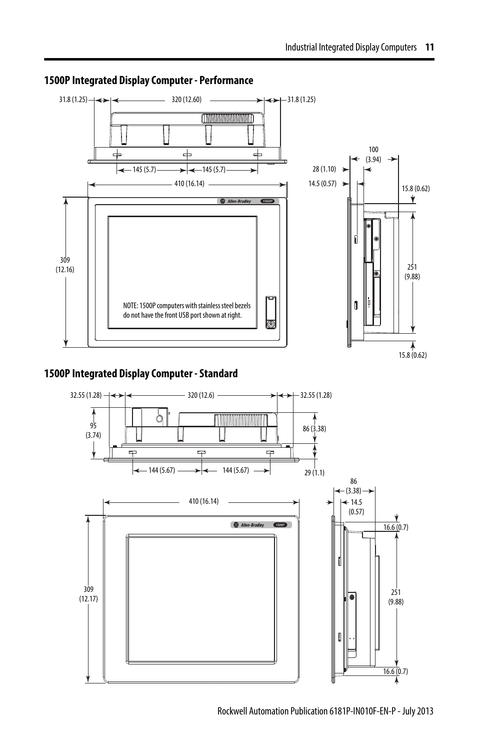 Rockwell Automation 6181F_P Series E Integrated Display Computers Installation Instructions User Manual | Page 11 / 24