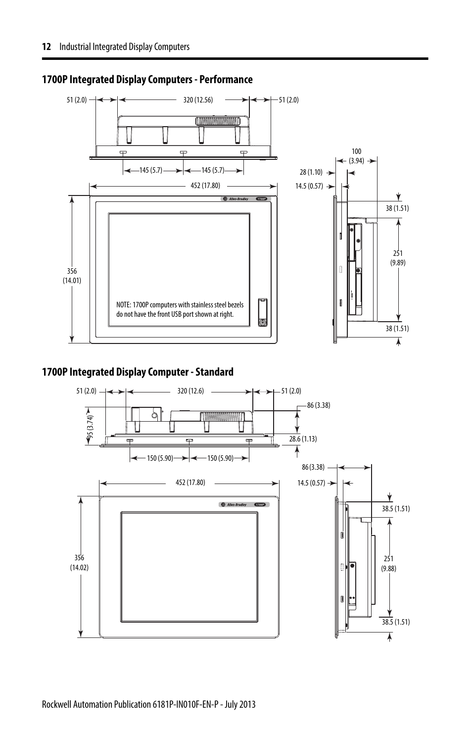 Rockwell Automation 6181F_P Series E Integrated Display Computers Installation Instructions User Manual | Page 12 / 24