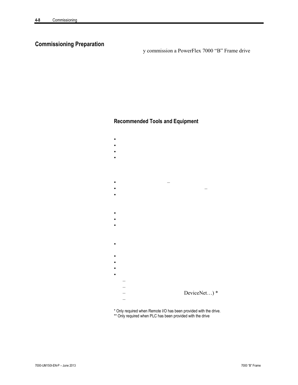 Commissioning preparation | Rockwell Automation 7000 PowerFlex Medium Voltage AC Drive (B Frame) - Classic Control User Manual | Page 167 / 495