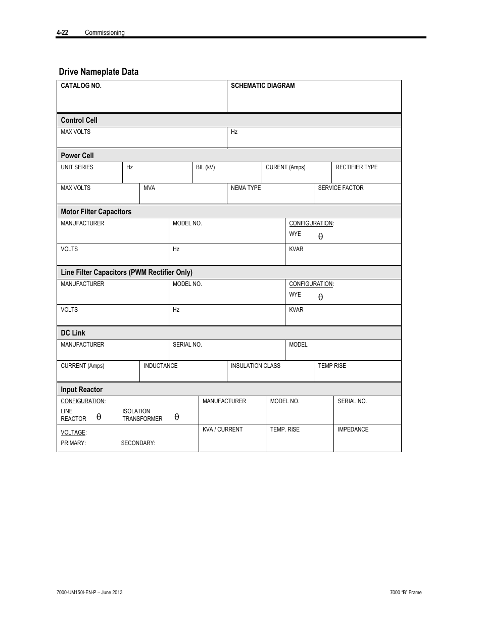Drive nameplate data | Rockwell Automation 7000 PowerFlex Medium Voltage AC Drive (B Frame) - Classic Control User Manual | Page 181 / 495