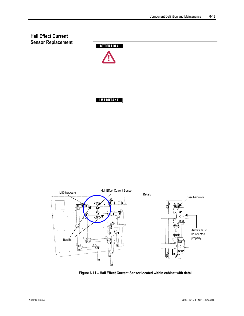 Hall effect currentsensor replacement, Hall effect current sensor replacement | Rockwell Automation 7000 PowerFlex Medium Voltage AC Drive (B Frame) - Classic Control User Manual | Page 303 / 495