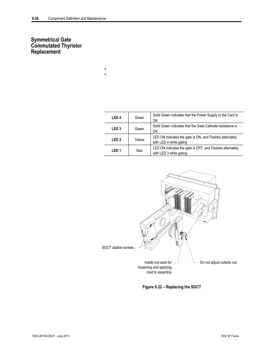 Symmetrical gate commutated thyristor replacement | Rockwell Automation 7000 PowerFlex Medium Voltage AC Drive (B Frame) - Classic Control User Manual | Page 318 / 495