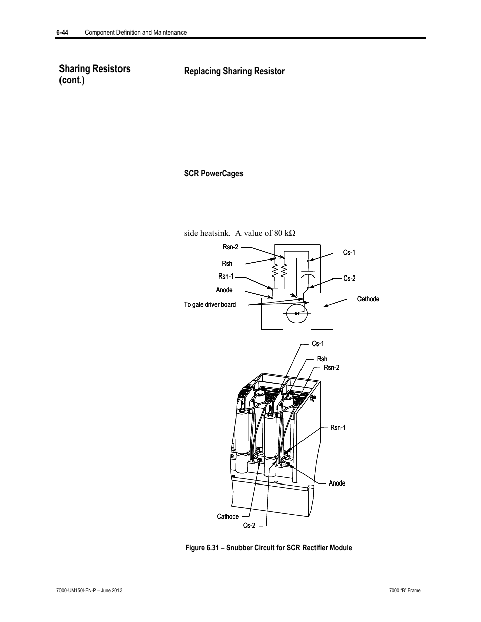 Sharing resistors (cont.), Replacing sharing resistor | Rockwell Automation 7000 PowerFlex Medium Voltage AC Drive (B Frame) - Classic Control User Manual | Page 334 / 495