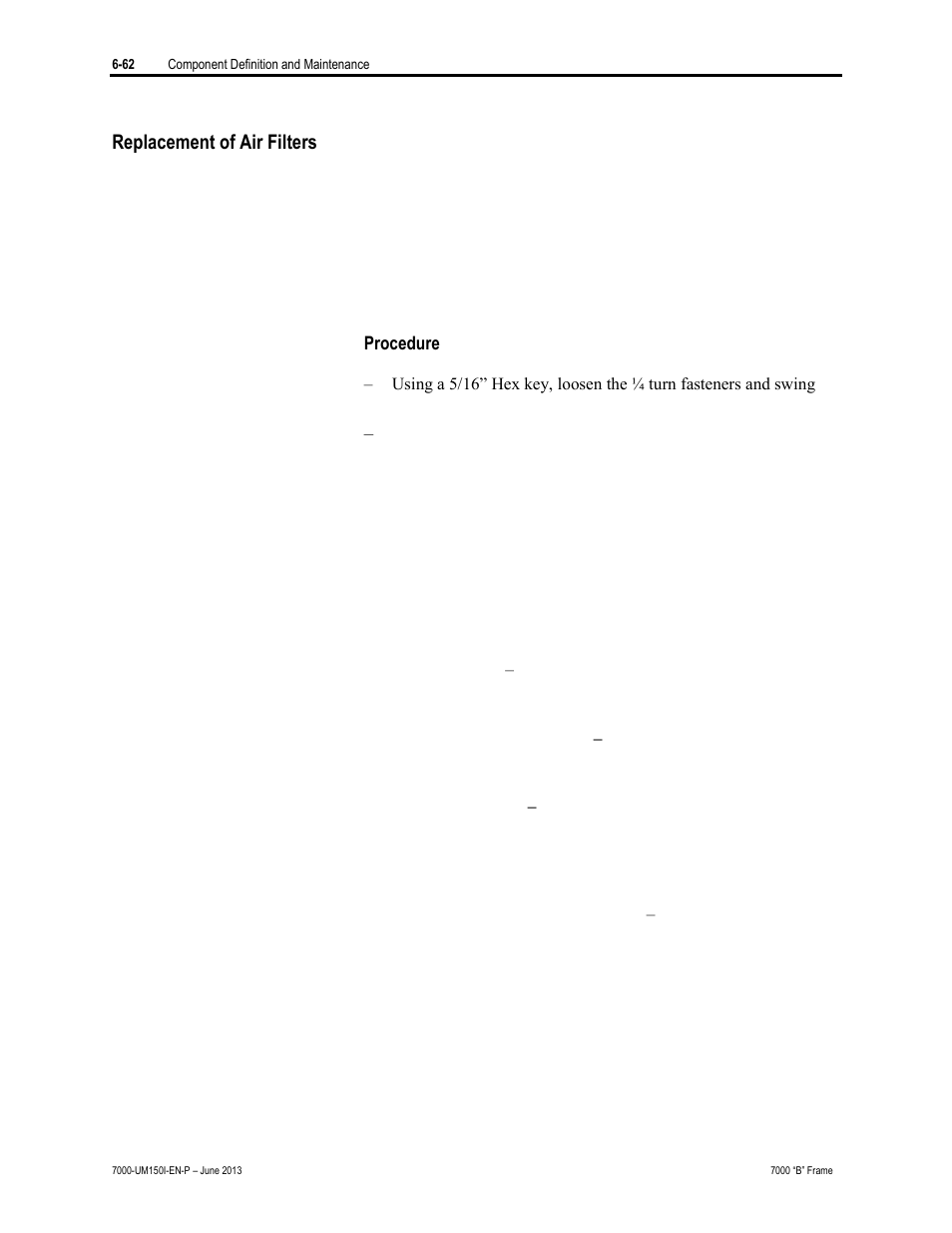 Replacement of air filters | Rockwell Automation 7000 PowerFlex Medium Voltage AC Drive (B Frame) - Classic Control User Manual | Page 352 / 495