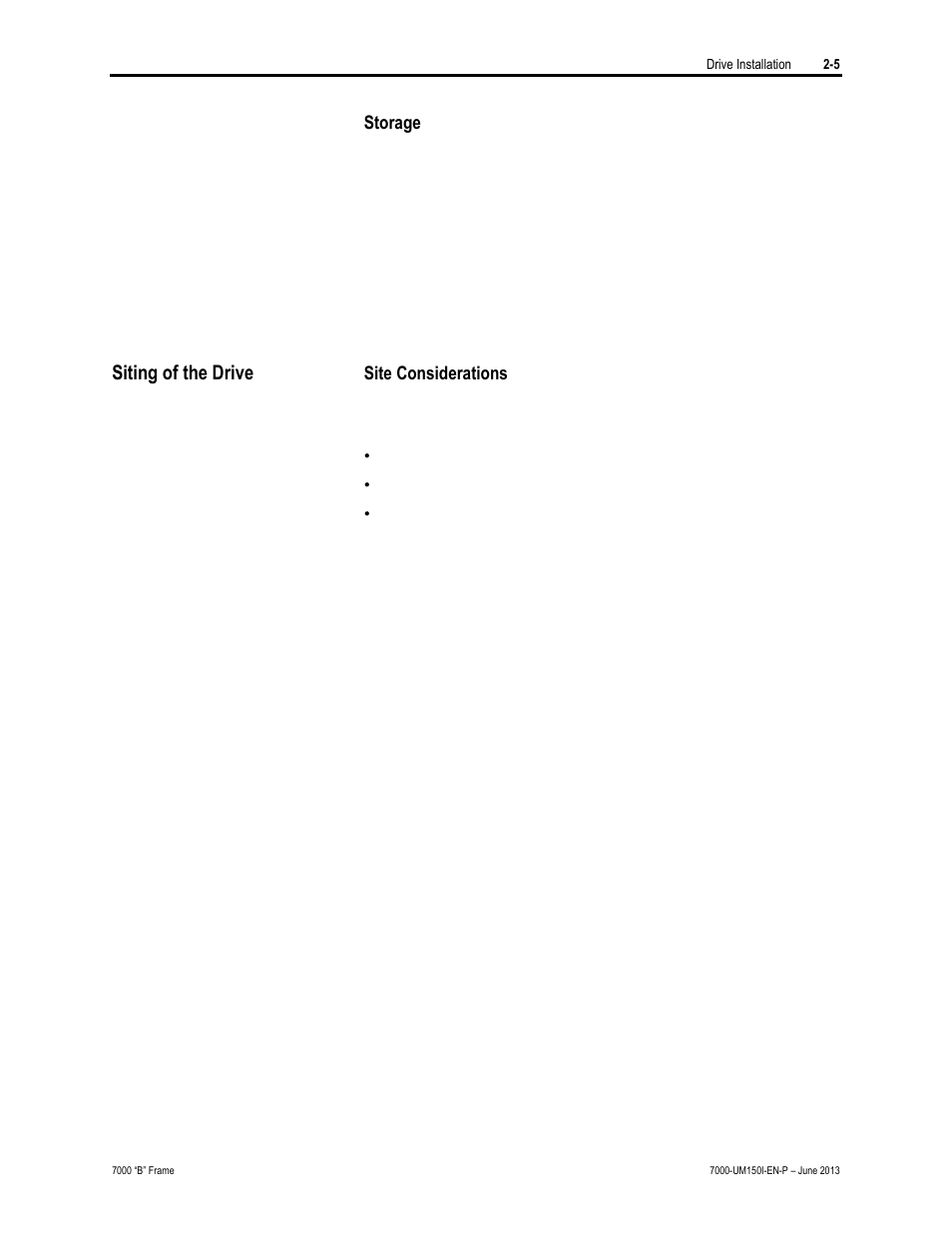 Siting of the drive | Rockwell Automation 7000 PowerFlex Medium Voltage AC Drive (B Frame) - Classic Control User Manual | Page 40 / 495