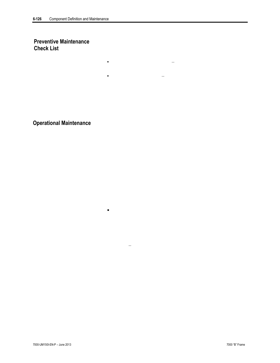 Preventive maintenancecheck list, Operational maintenance | Rockwell Automation 7000 PowerFlex Medium Voltage AC Drive (B Frame) - Classic Control User Manual | Page 416 / 495