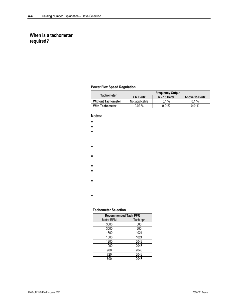 When is a tachometer required | Rockwell Automation 7000 PowerFlex Medium Voltage AC Drive (B Frame) - Classic Control User Manual | Page 476 / 495