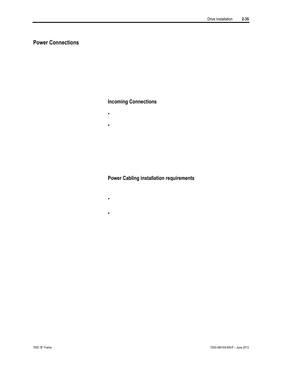 Power connections | Rockwell Automation 7000 PowerFlex Medium Voltage AC Drive (B Frame) - Classic Control User Manual | Page 70 / 495