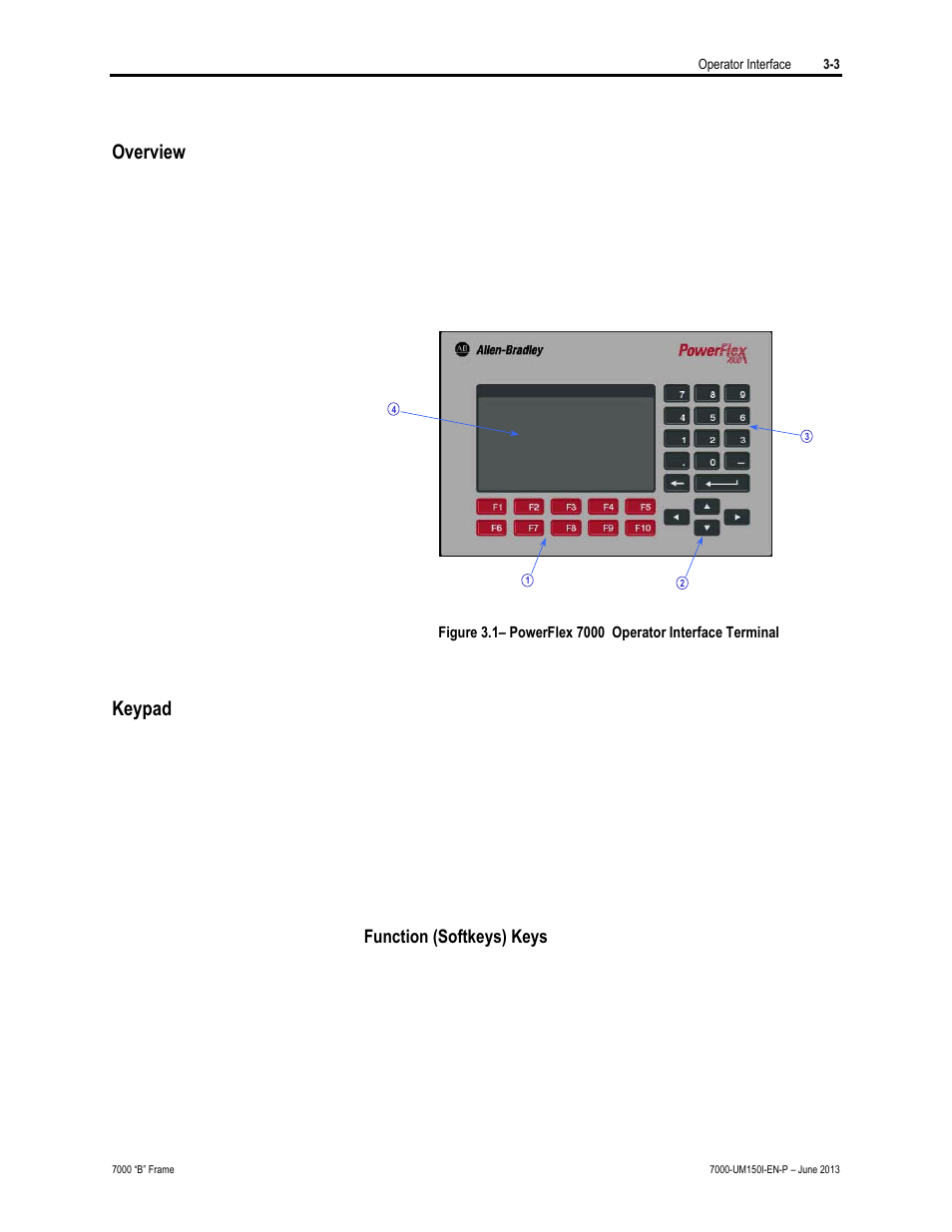 Overview, Keypad | Rockwell Automation 7000 PowerFlex Medium Voltage AC Drive (B Frame) - Classic Control User Manual | Page 82 / 495