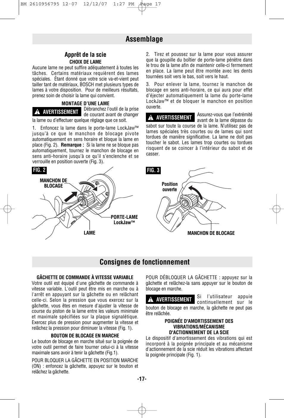 Assemblage, Consignes de fonctionnement | Bosch RS35 User Manual | Page 17 / 32