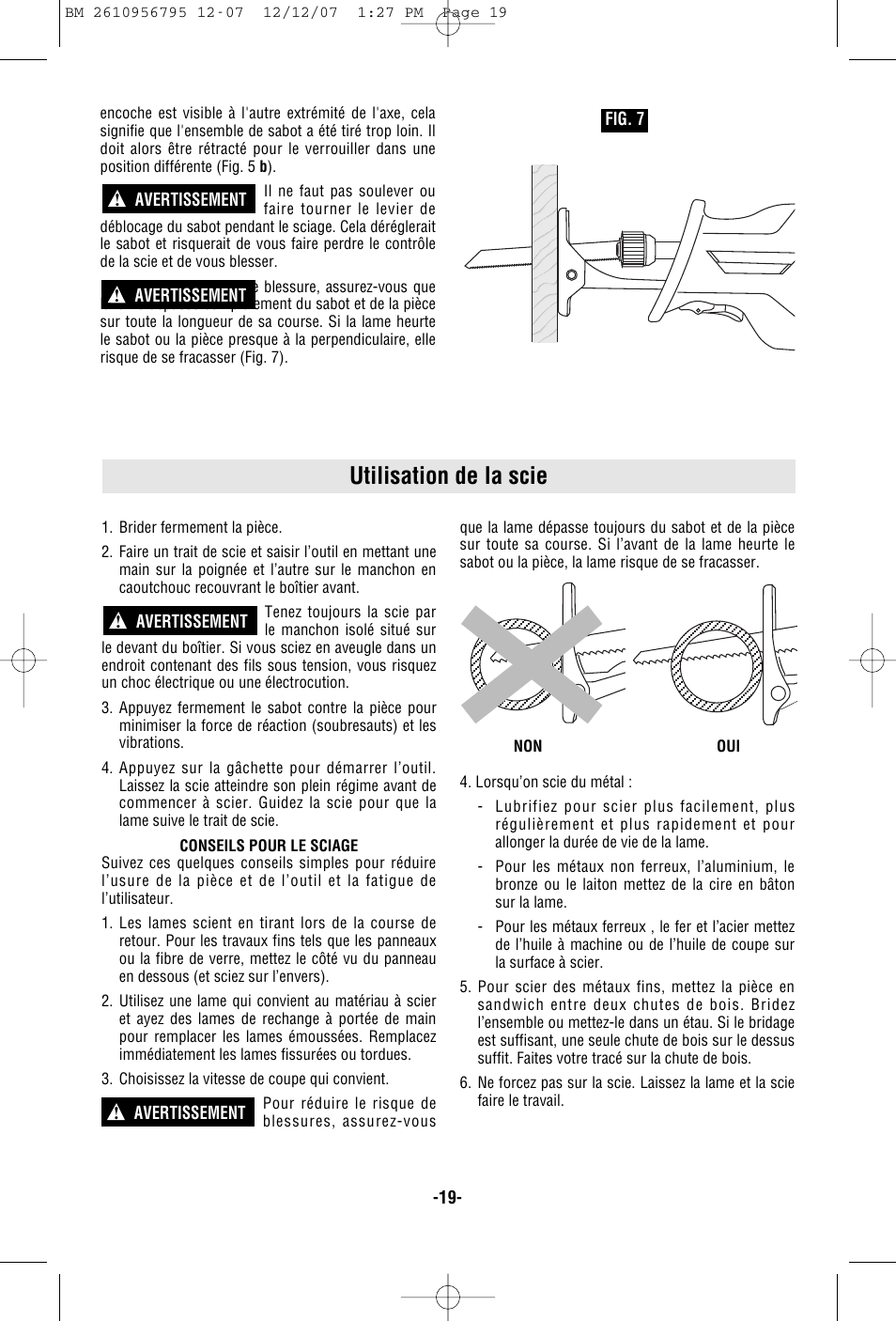 Utilisation de la scie | Bosch RS35 User Manual | Page 19 / 32