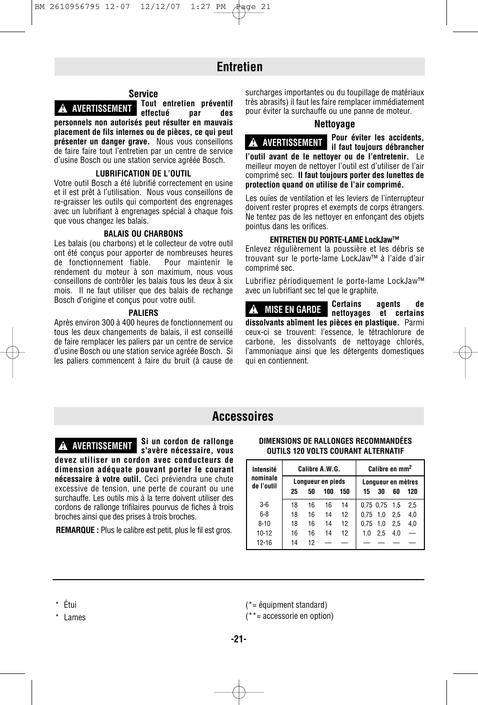 Accessoires, Entretien, Service | Nettoyage | Bosch RS35 User Manual | Page 21 / 32