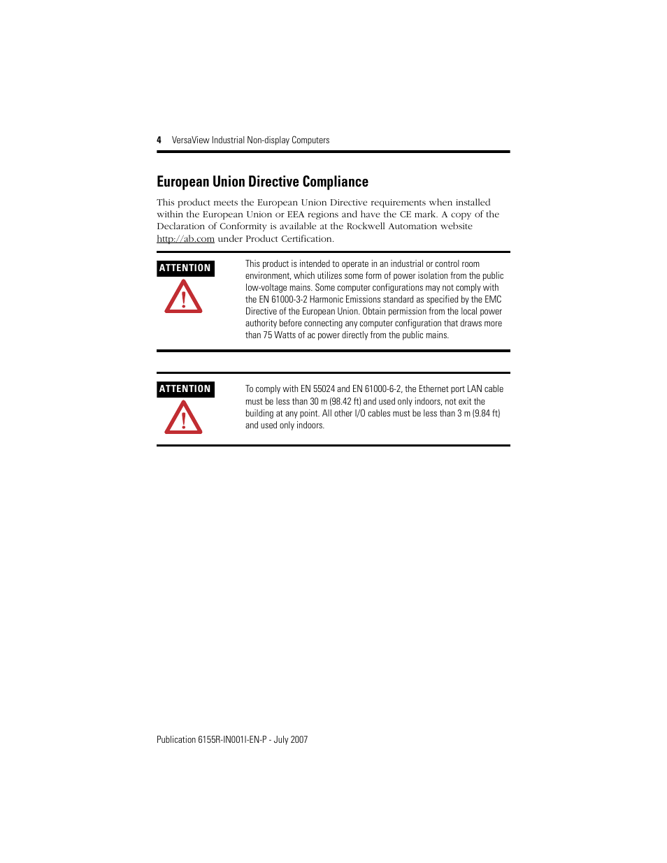 European union directive compliance | Rockwell Automation 6155R 200R VersaView Industrial Non-display Computers User Manual | Page 4 / 24