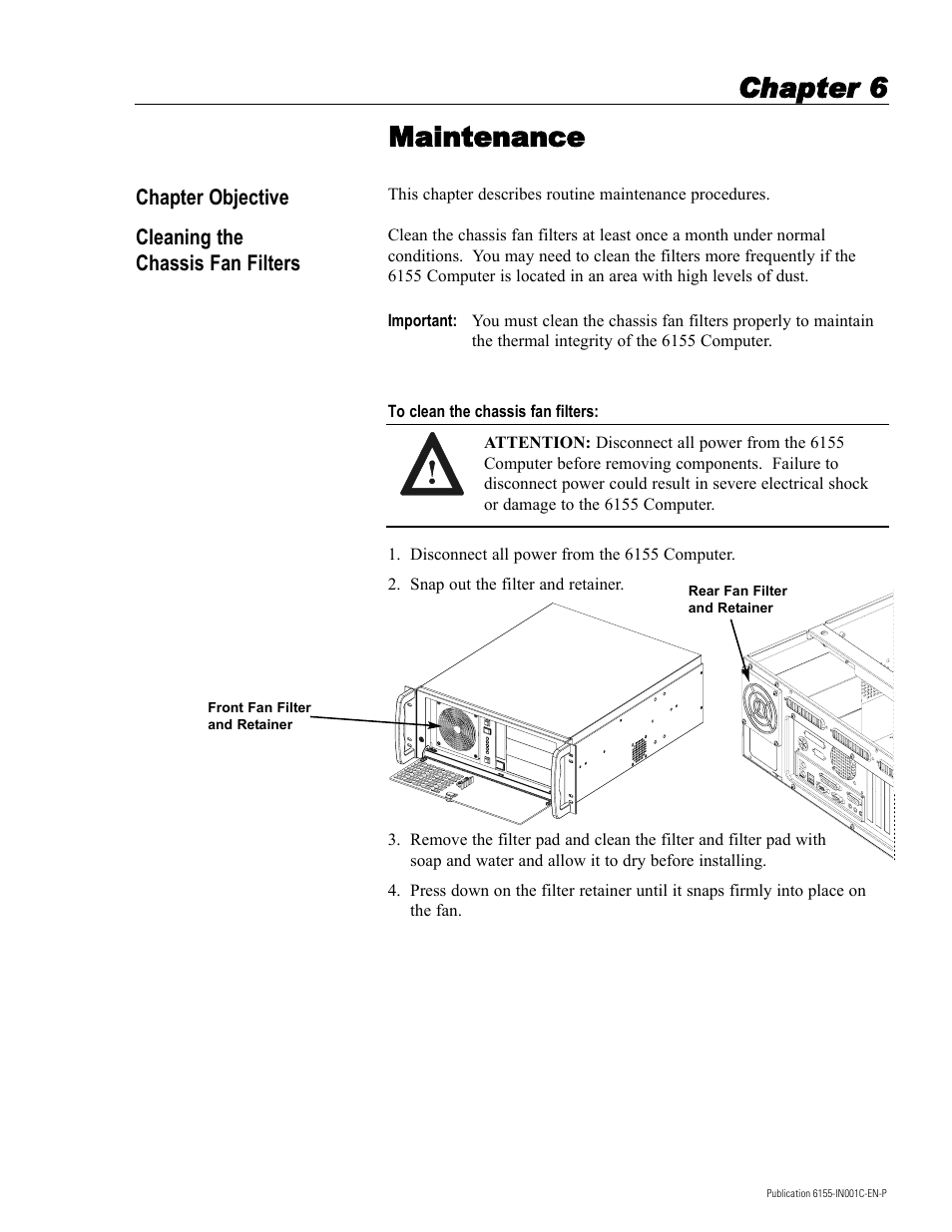 6 - maintenance, Chapter 6 maintenance | Rockwell Automation 6155 Industrial Computer Installation User Manual | Page 21 / 27