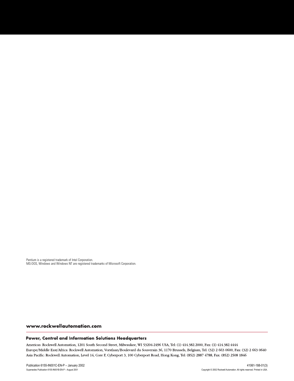 Back cover | Rockwell Automation 6155 Industrial Computer Installation User Manual | Page 27 / 27