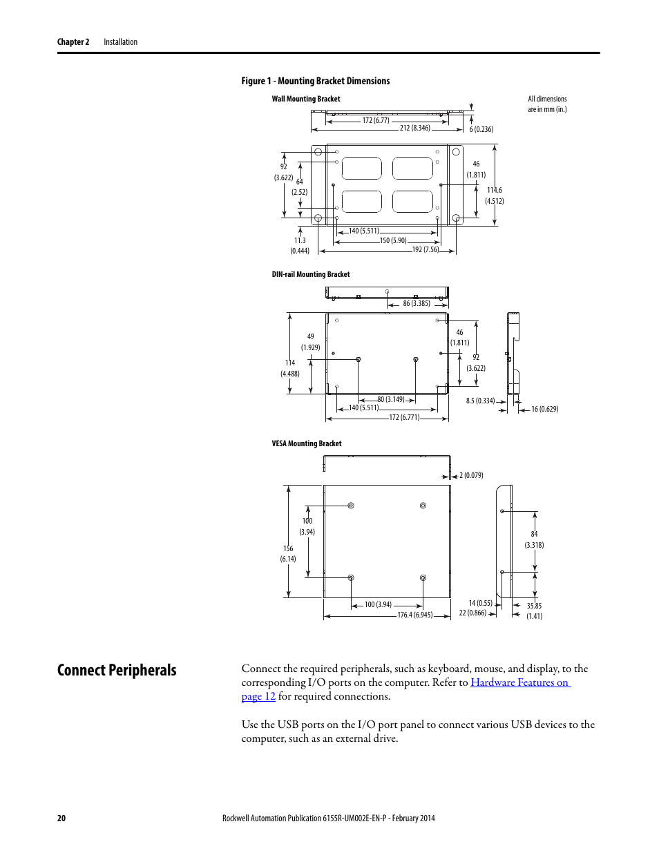 Connect peripherals | Rockwell Automation 6155F-NPWEDC Compact Non-display Computer User Manual | Page 20 / 56