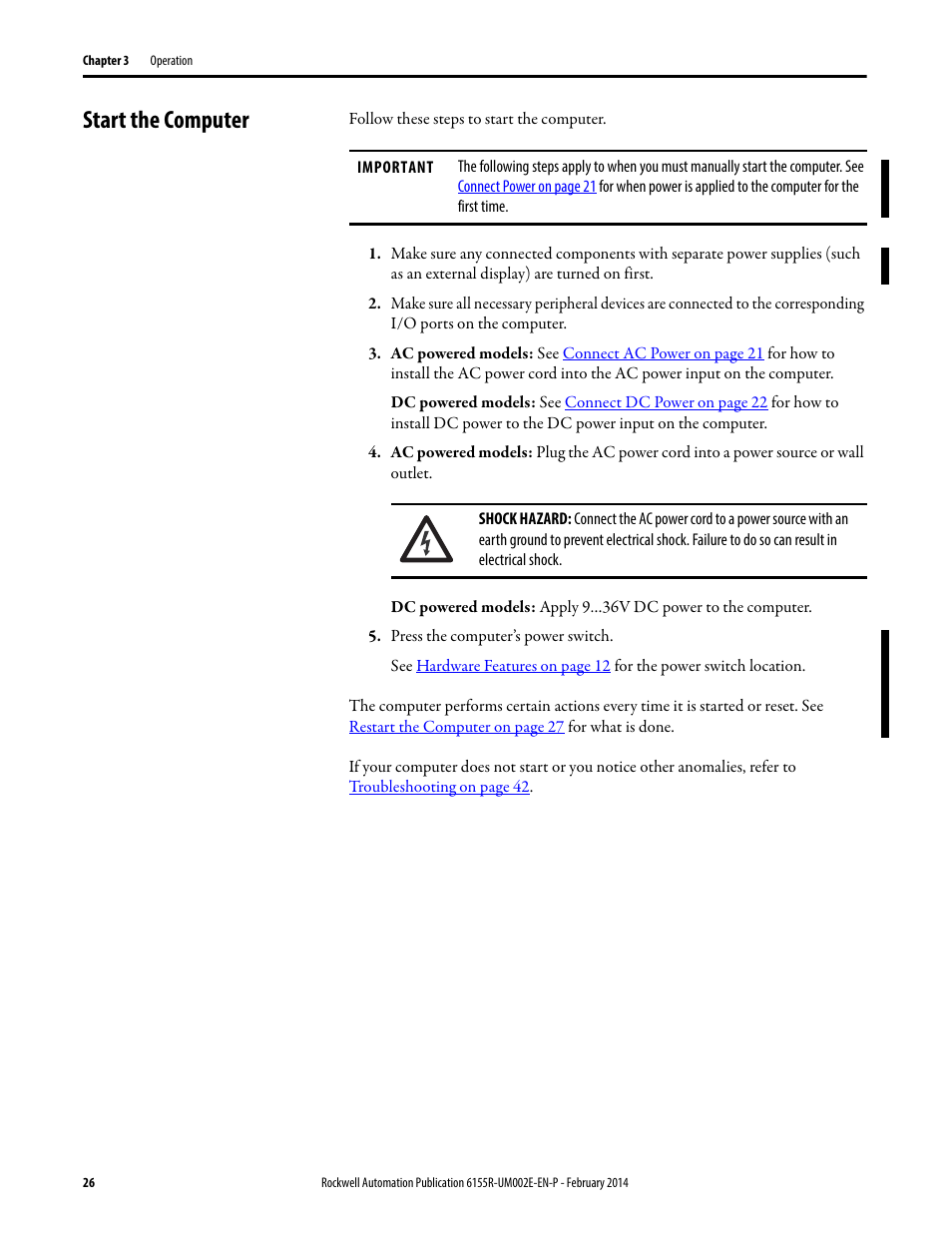 Start the computer | Rockwell Automation 6155F-NPWEDC Compact Non-display Computer User Manual | Page 26 / 56