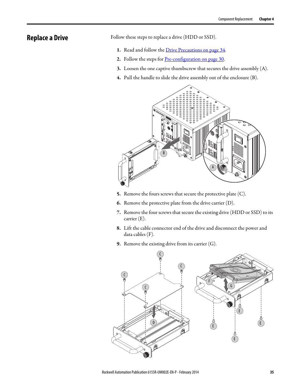 Replace a drive | Rockwell Automation 6155F-NPWEDC Compact Non-display Computer User Manual | Page 35 / 56