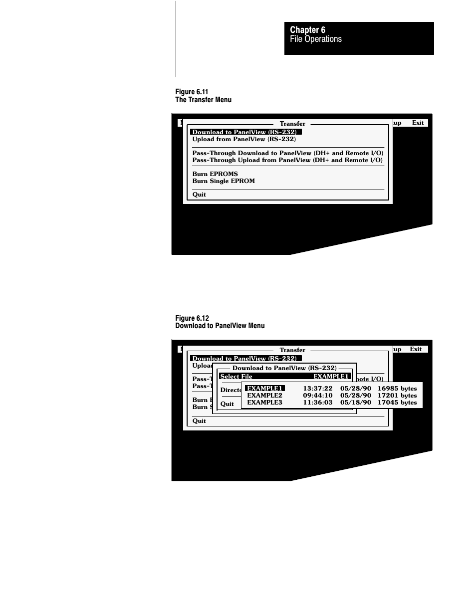 File operations chapter 6 | Rockwell Automation 2711 PANELBUILDER SOFTWARE USER MANUAL User Manual | Page 187 / 468